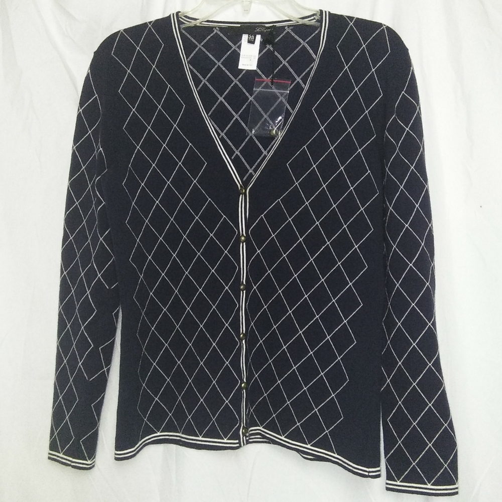 Les Copains Navy Blue Long Sleeve Cardigan
